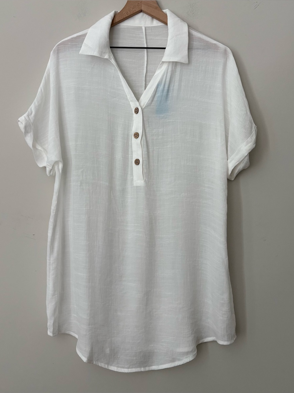 Cupshe White Button-Front Collared Top-S